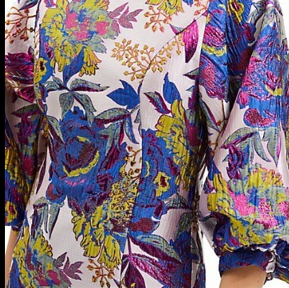 NWT SELECTED FEMME Jonnie Balloon-Sleeve Floral Jacquard Dress